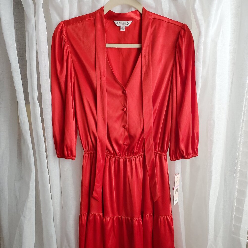 NWT Hot Red Satin Nanette Lepore Dress Sz 6